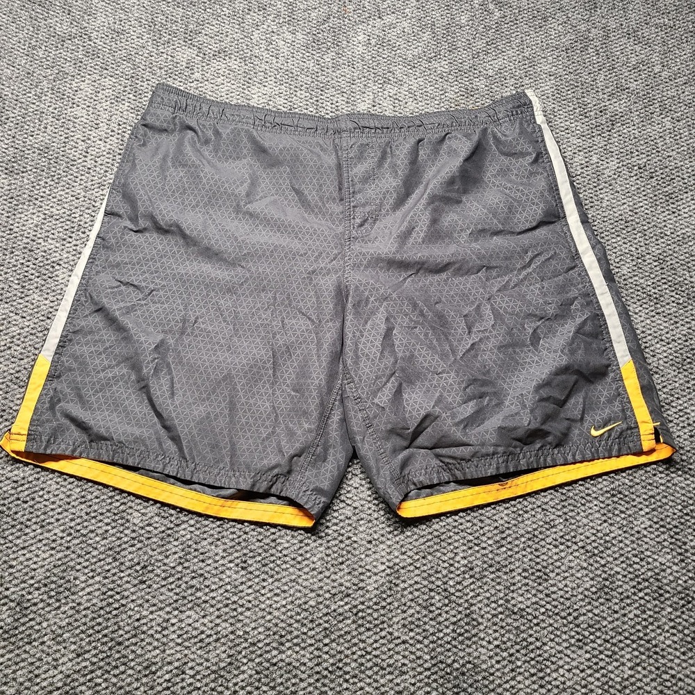 Vintage Nike Swim Shorts Men XL Black Mesh Lined Reflective Beach Board Trunks